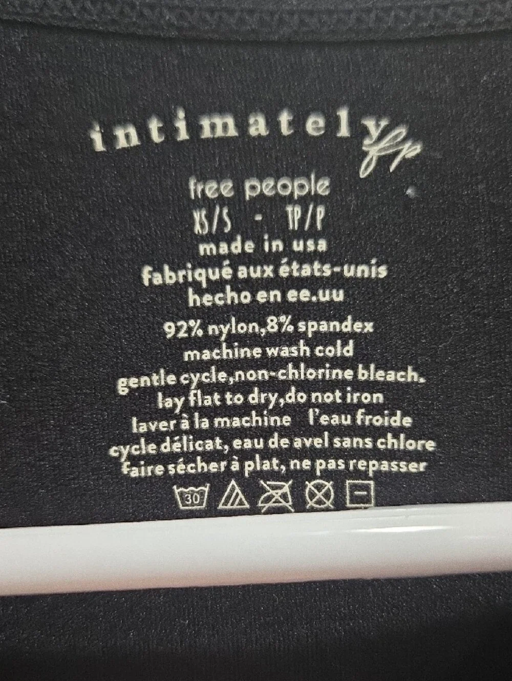 Free People Intimately Black Long-Sleeve Top with Front Keyhole-XS- Small